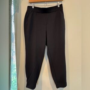NWT. LOFT Petite Black Trousers w/ front pockets & Elastic Waistband Size Medium